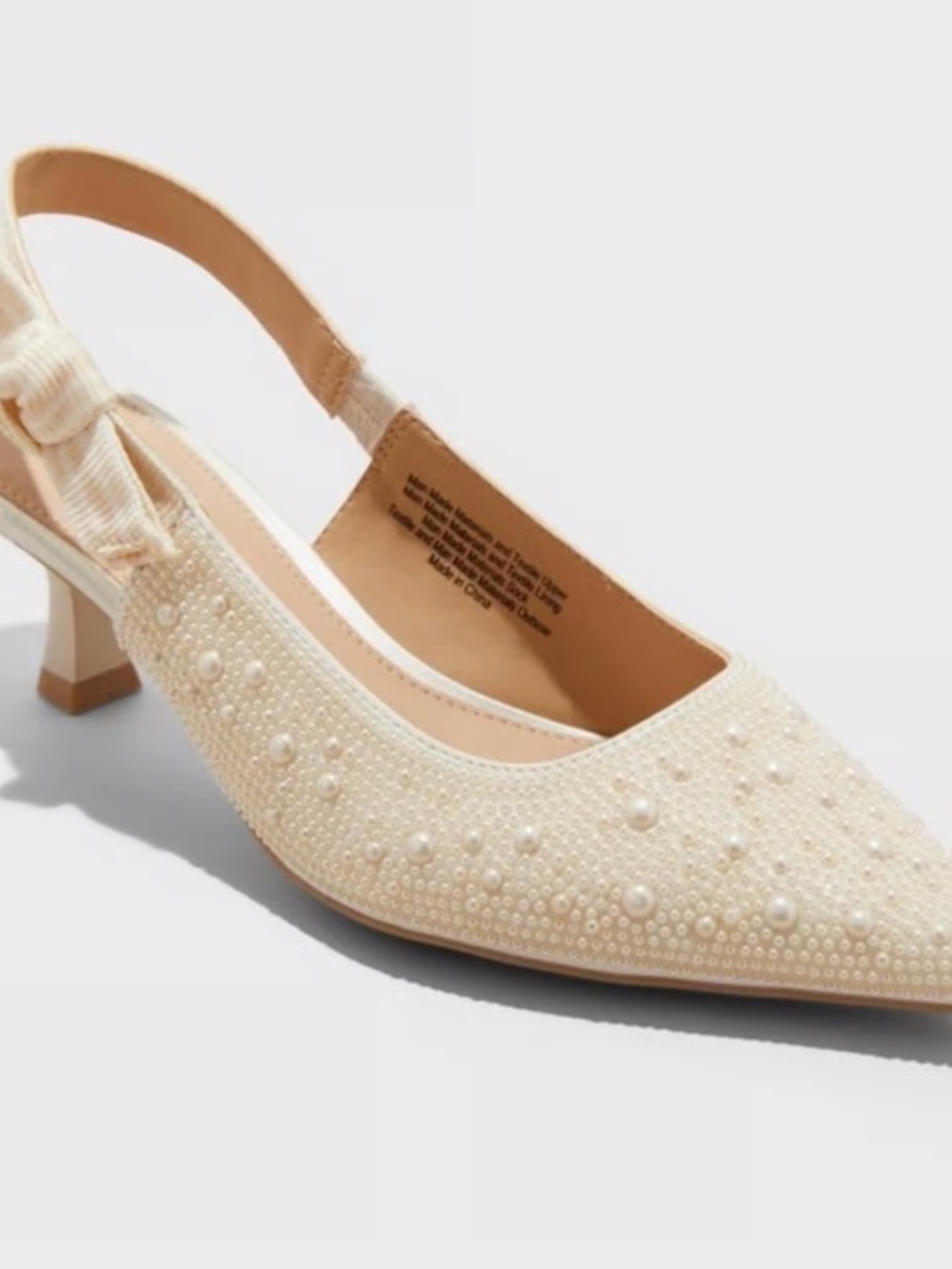 NWT • Size 8.5 Women’s Milan Pearl Sling Back Heels • Ivory / Cream A New Day